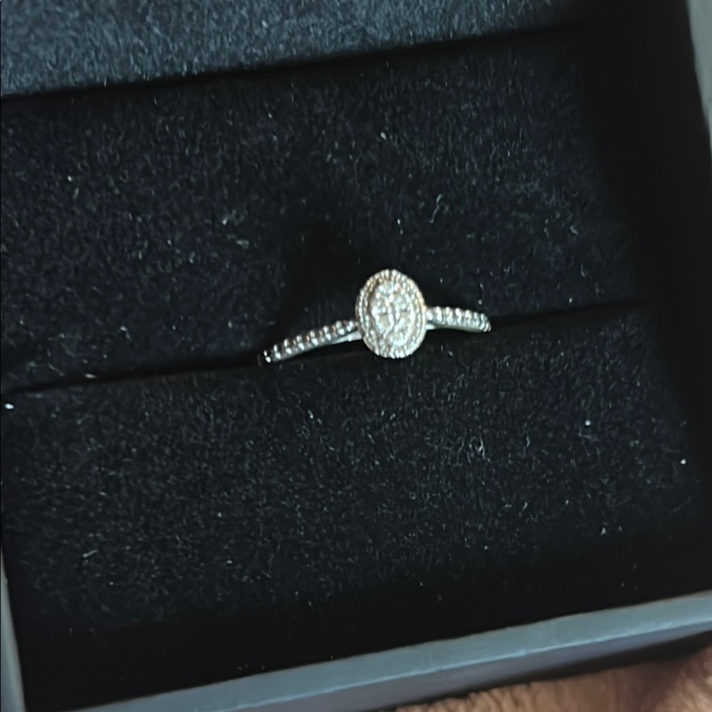 Diamond Silver Oval Ring